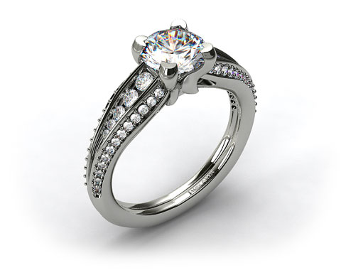Platinum Half Moon Split Shank Engagement Ring